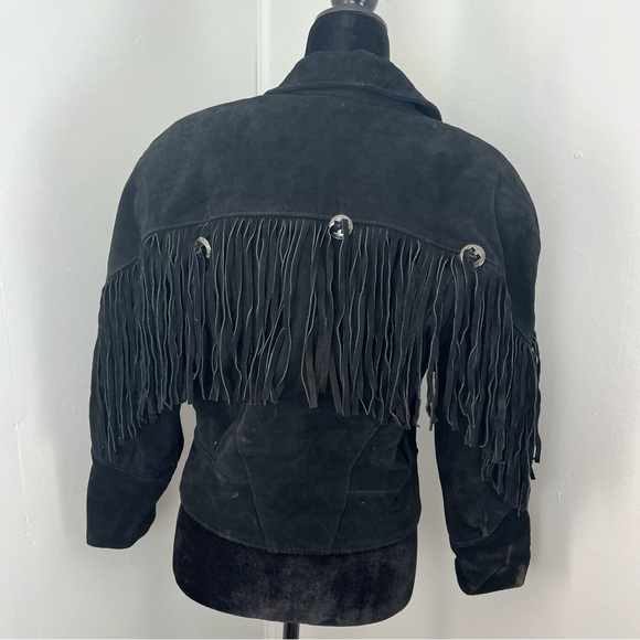 Vintage Conch Shells Suede Leather Fringe Jacket - Picture 3 of 9